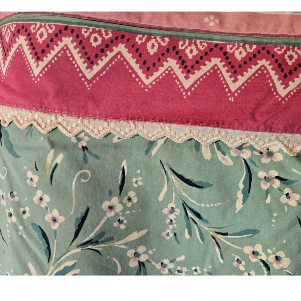 Unbranded Floral‎ Valance Green Pink Vintage Cottagecore 26x18 Good